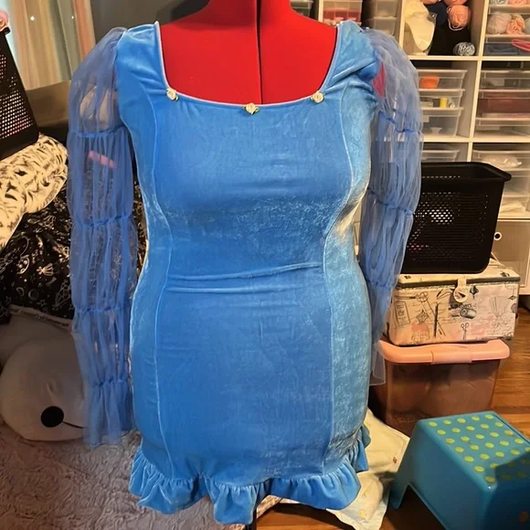 Dolls Kill | Dresses | Dolls Kill Sugar Thrills Sky Soft Spirit Velvet Mini  Dress